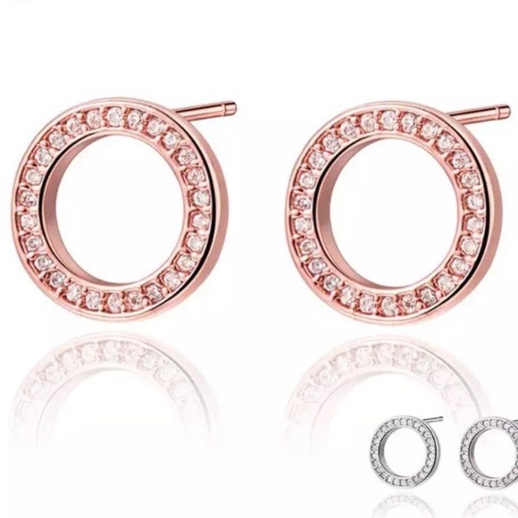 Jewelry - New Luxury 18k Rose Gold Diamond Stud Earrings